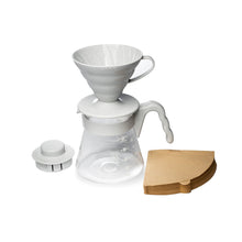 Load image into Gallery viewer, Hario V60 02 Plastic Pour Over Coffee Starter Kit - Pale Gray