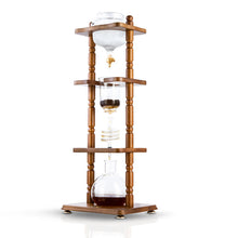 Load image into Gallery viewer, Yama 6-8 Cup Cold Brew Tower Curved Brown Wood Frame (32oz)