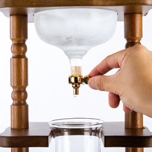 Load image into Gallery viewer, Yama 6-8 Cup Cold Brew Tower Curved Brown Wood Frame (32oz)