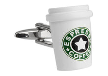 Load image into Gallery viewer, White Coffee Cup Cufflinks French Cuff
