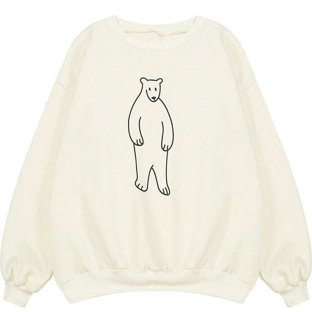 H&H Winter Polar Bear Oversized Women's Fleece Sweatshirt