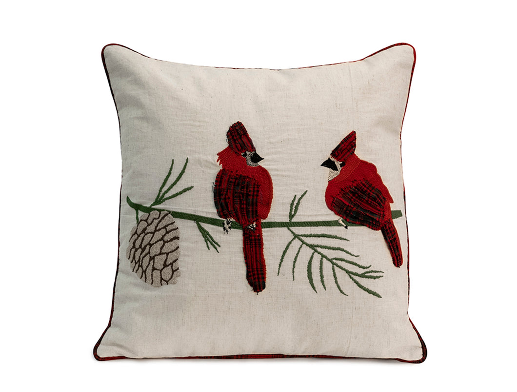 Cotton Square Cardinal Pillow 18